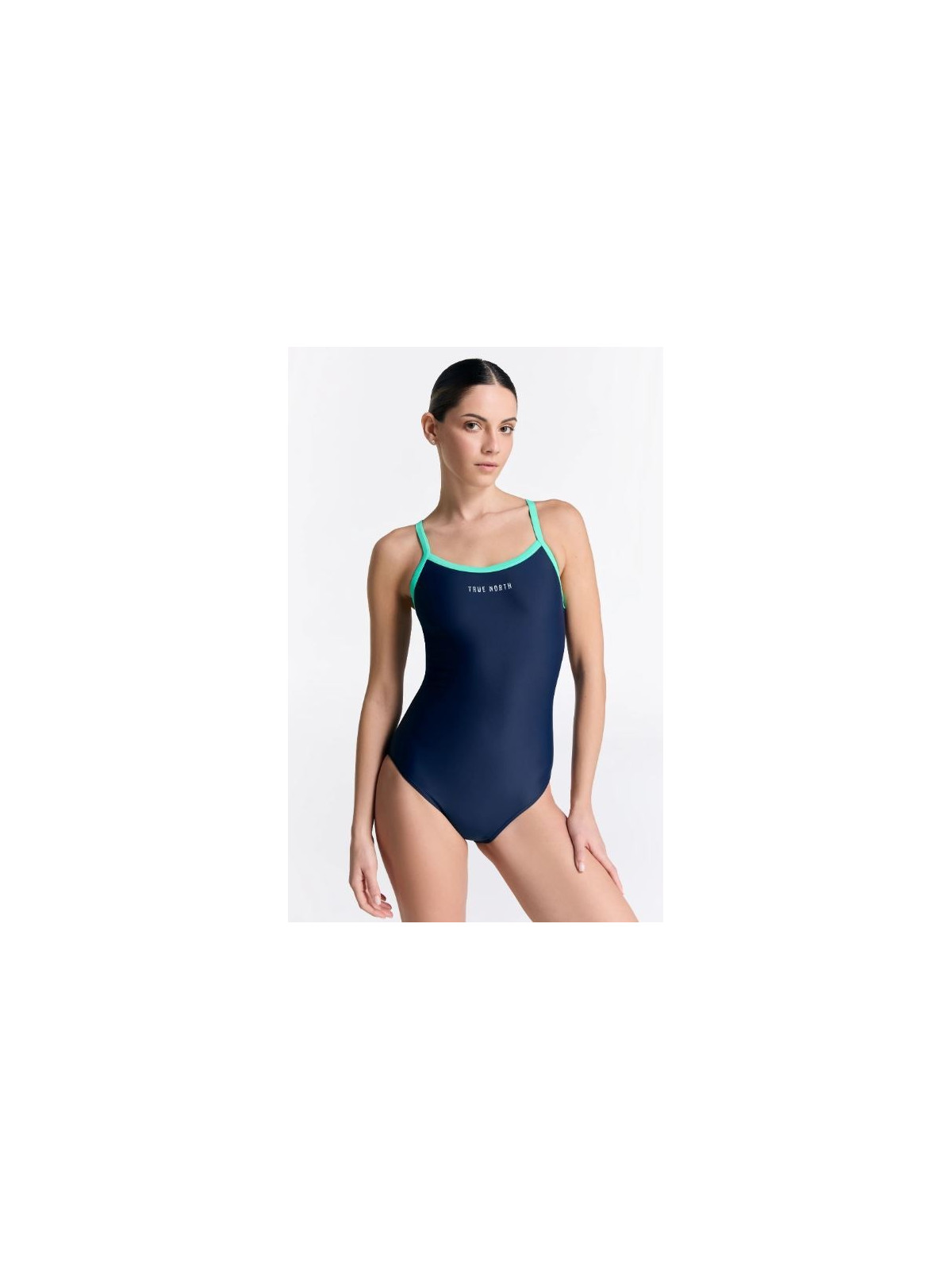 Maillot de bain 1 pièce recyclage marine et vert