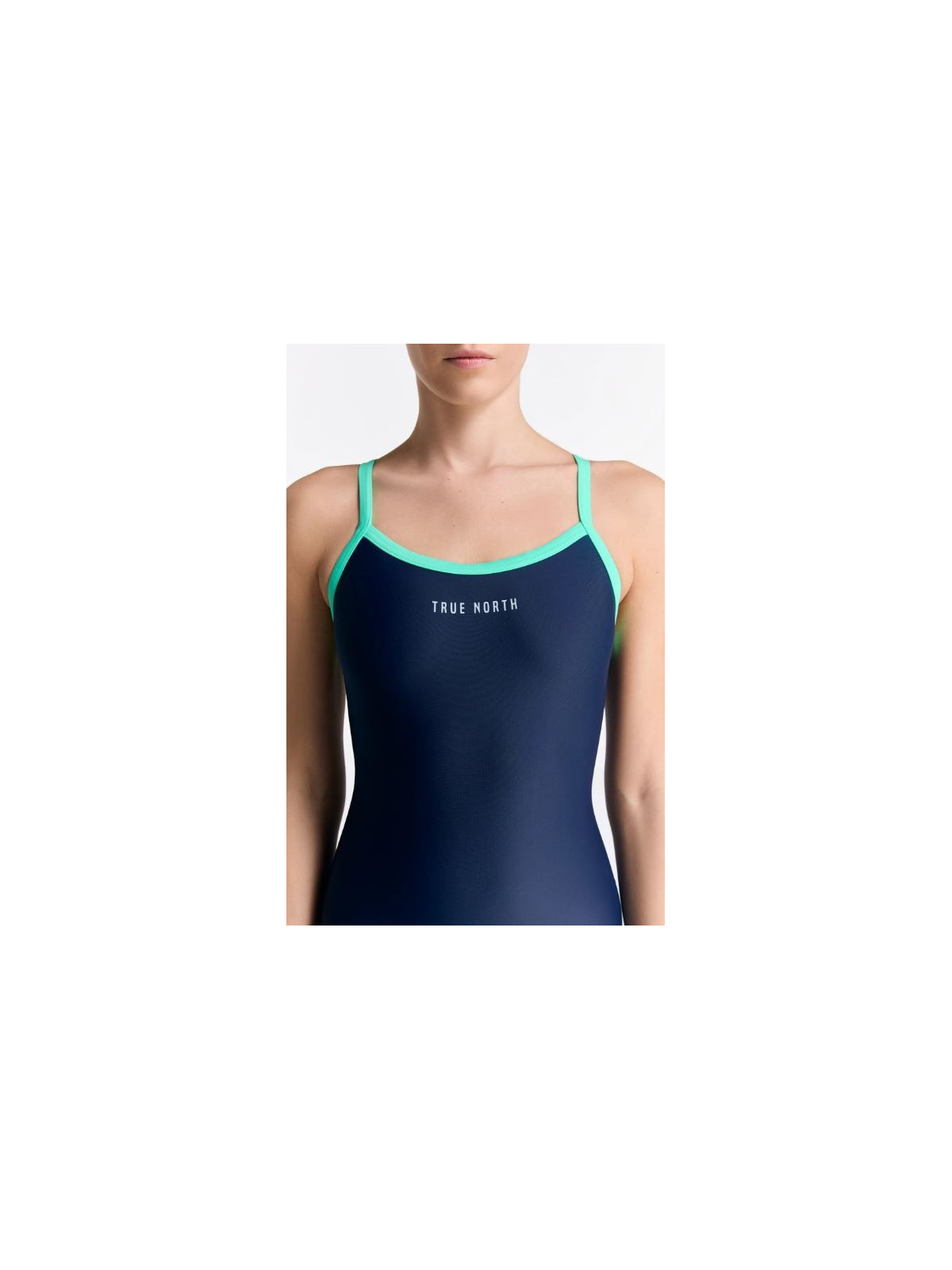 Maillot de bain 1 pièce recyclage marine et vert