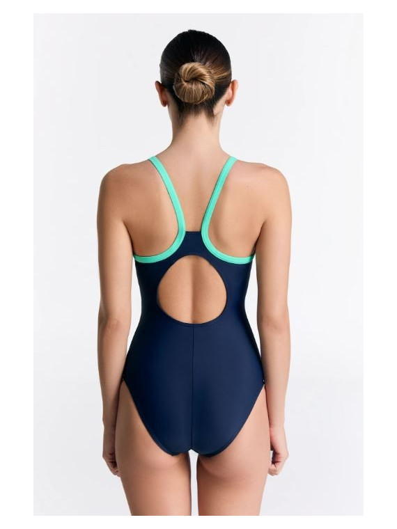 Maillot de bain 1 pièce recyclage marine et vert