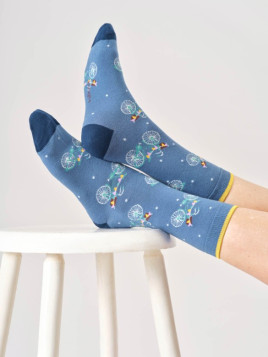 Chaussettes pour Femme en Bambou et Coton Bio Motifs bicyclettes- Thought