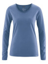 Tee-shirt ML col roulotté chanvre et coton bio bleu lavande