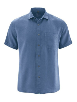 chemisette homme en chanvre couleur bleu lavande