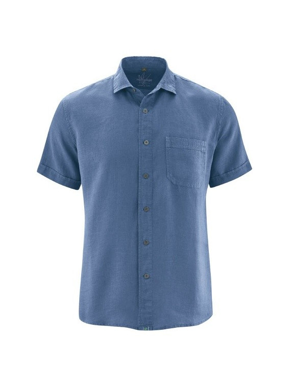 chemisette homme en chanvre couleur bleu lavande