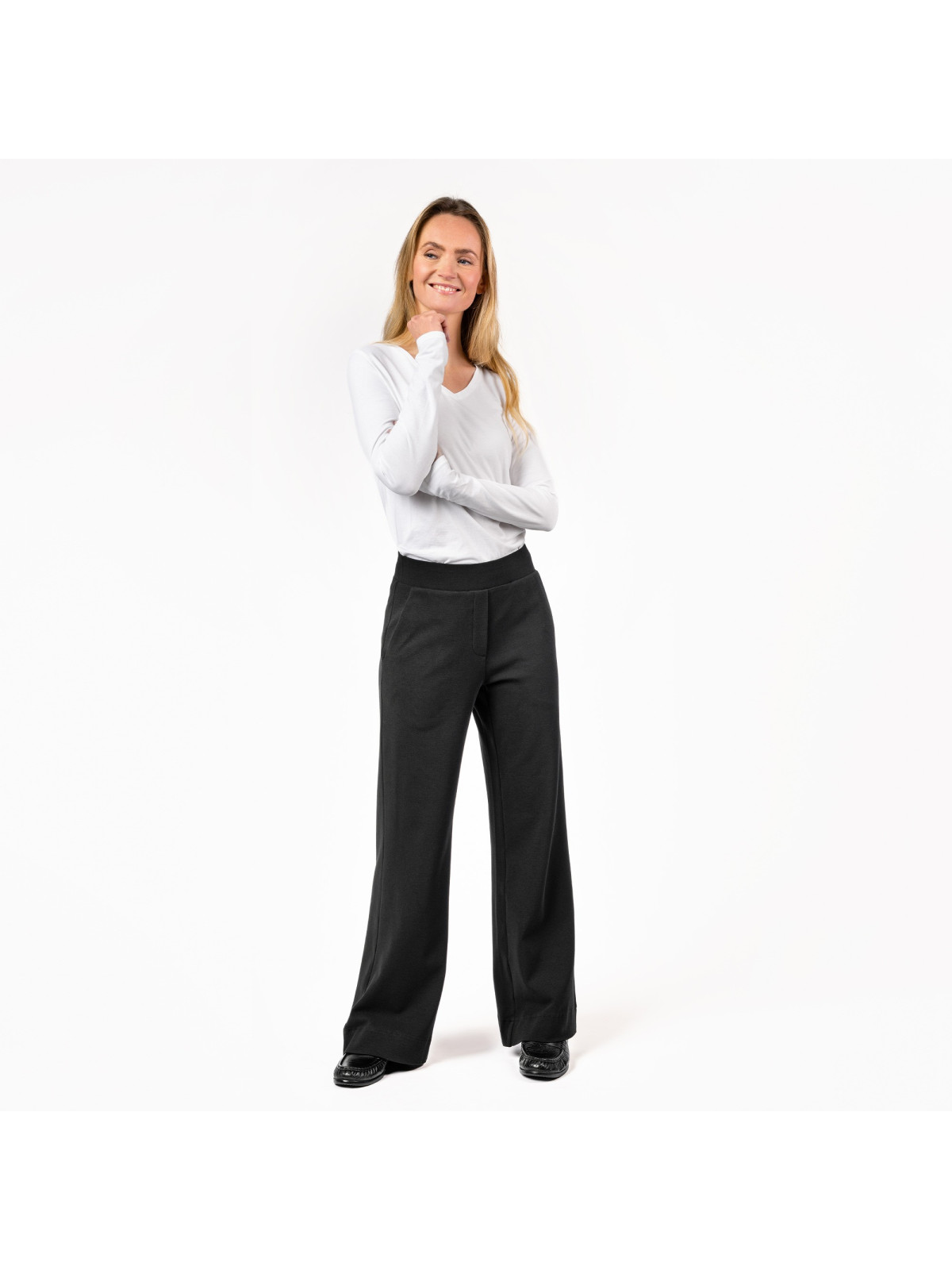 Pantalon Large pour Femme Noir en Coton Bio Gris - Livingcrafts