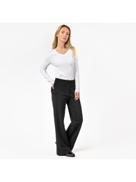 Pantalon Large pour Femme Noir en Coton Bio Gris - Livingcrafts
