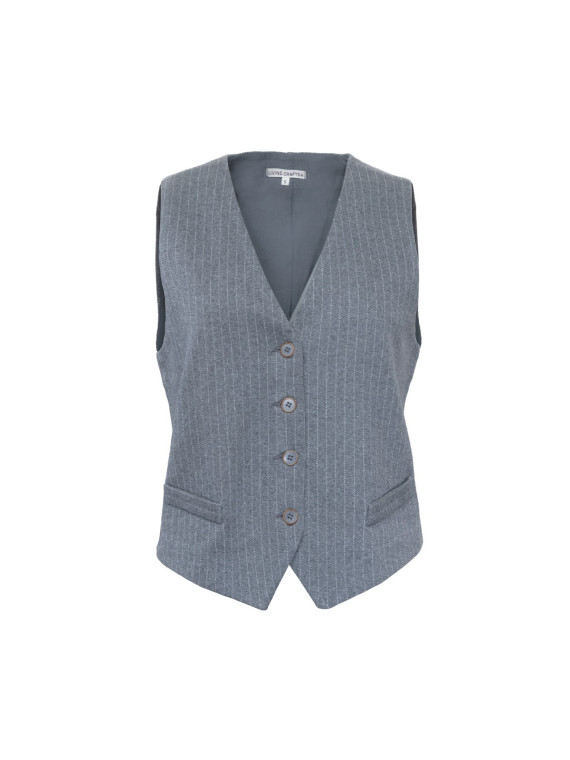 Gilet pour Femme en 100% Coton Bio couleur Gris Rayé -Llivingcrafts