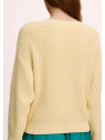 pull tricoté en coton bio couleur vanille col bateau