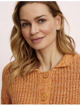 gilet orange chiné avec col et poches