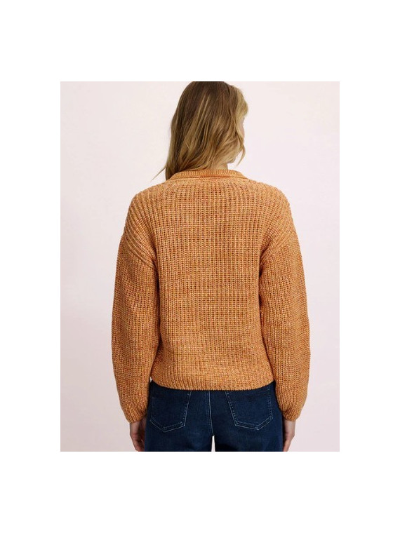 gilet orange chiné avec col et poches