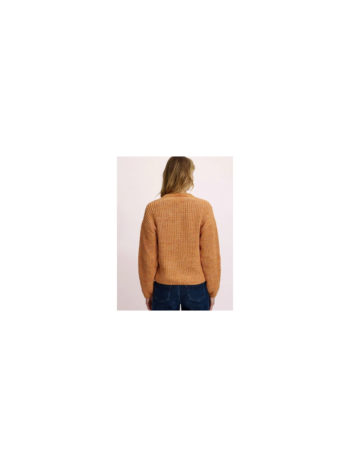 gilet orange chiné avec col et poches