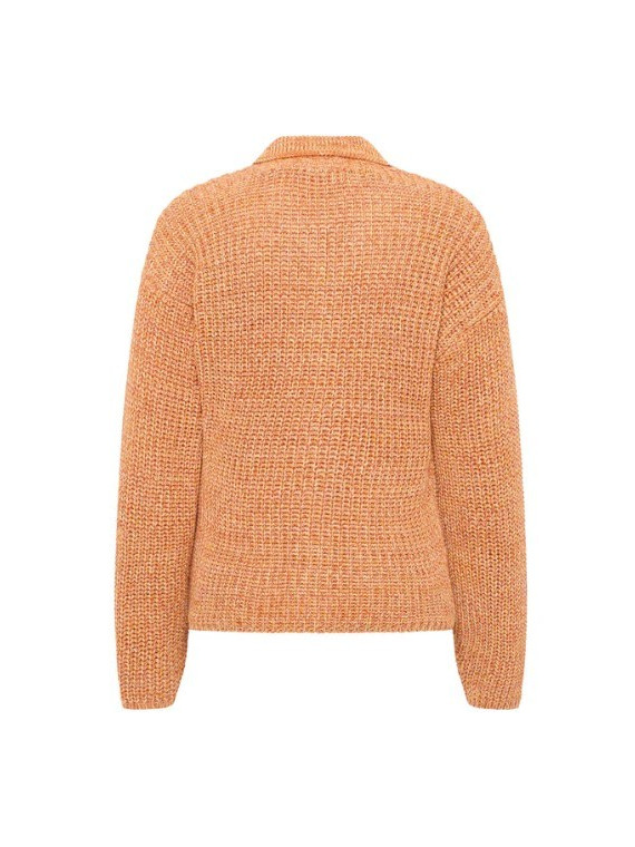 gilet orange chiné avec col et poches