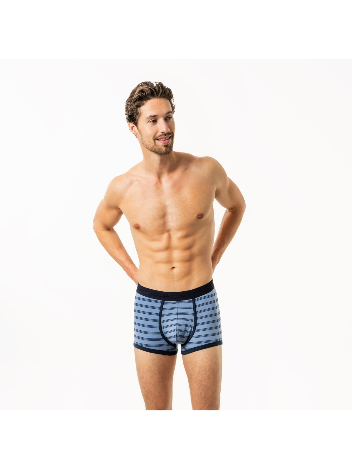 lot 1 boxer marine et 1 bleu rayé marine