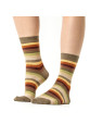 chaussettes rayées taupe orange et jaune
