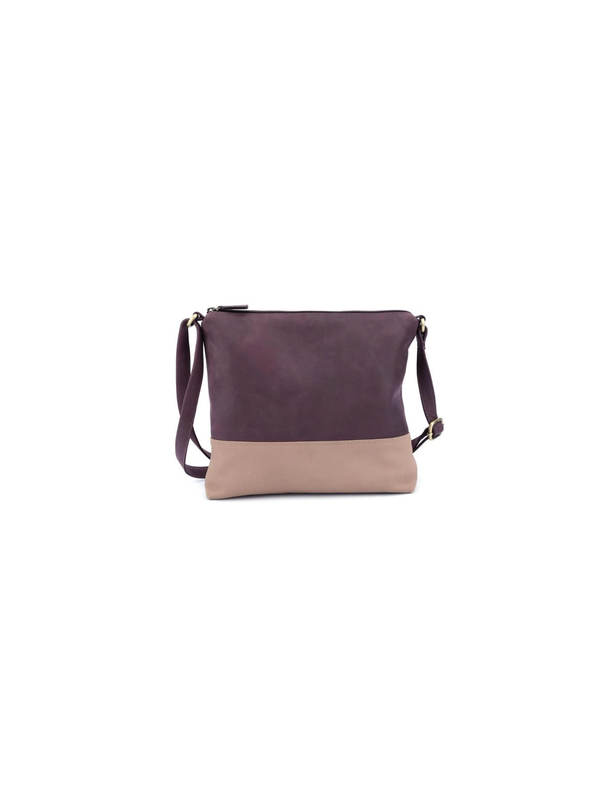 sac en cuir carré bicolore violet et beige