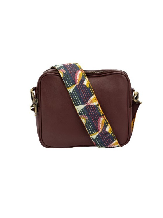 sac à main rectangulaire en cuir violet foncé