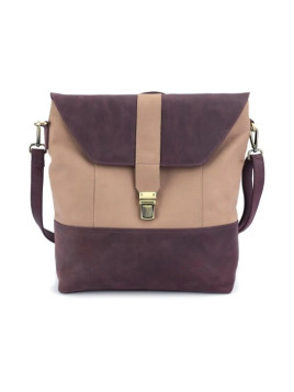sac à dos bicolore beige et violet