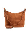grand sac en cuir velours marron