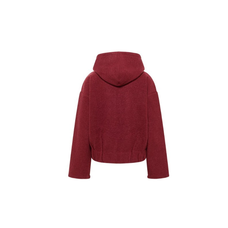 Veste à capuche en laine bouillie couleur brique