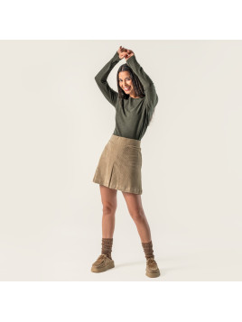 jupe courte en velours grosses côtes couleur camel