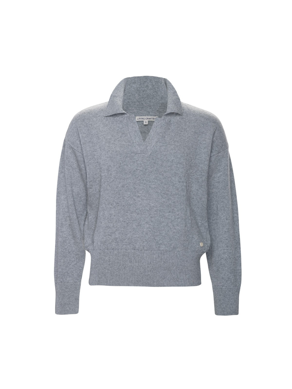 pull femme col polo coupe ample gris clair