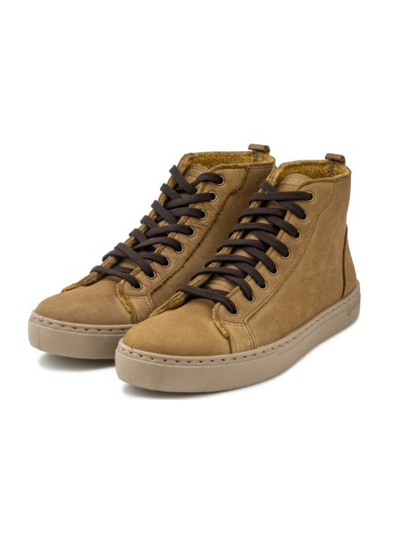 chaussures montantes à lacets en nubuck couleur ocre