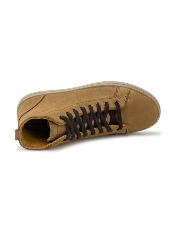 chaussures montantes à lacets en nubuck couleur ocre
