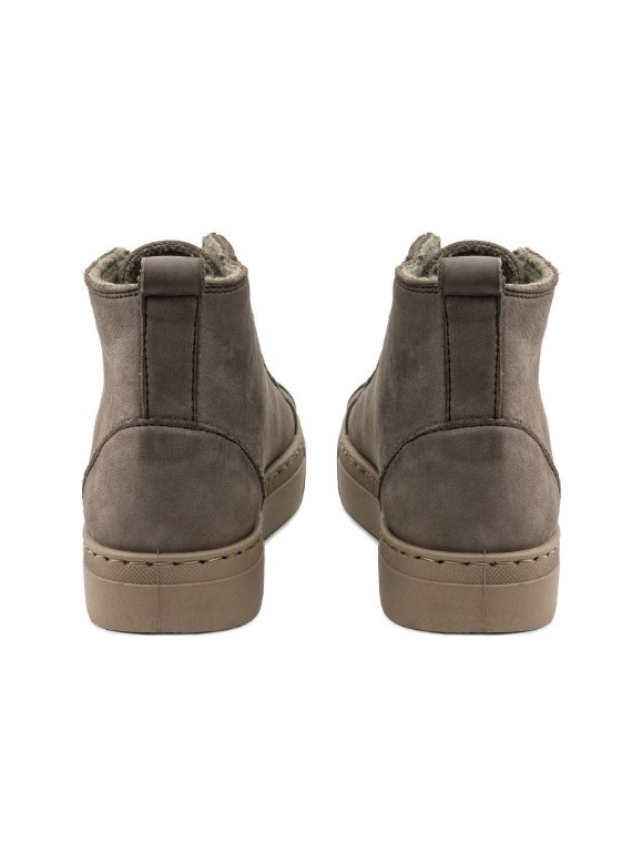 chaussures montantes fourrées laine à lacet couleur gris/taupe