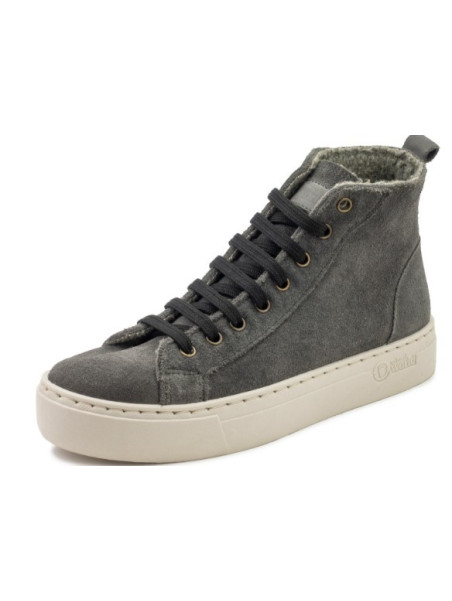 Chaussures montantes fourrées à lacets laine anthracite