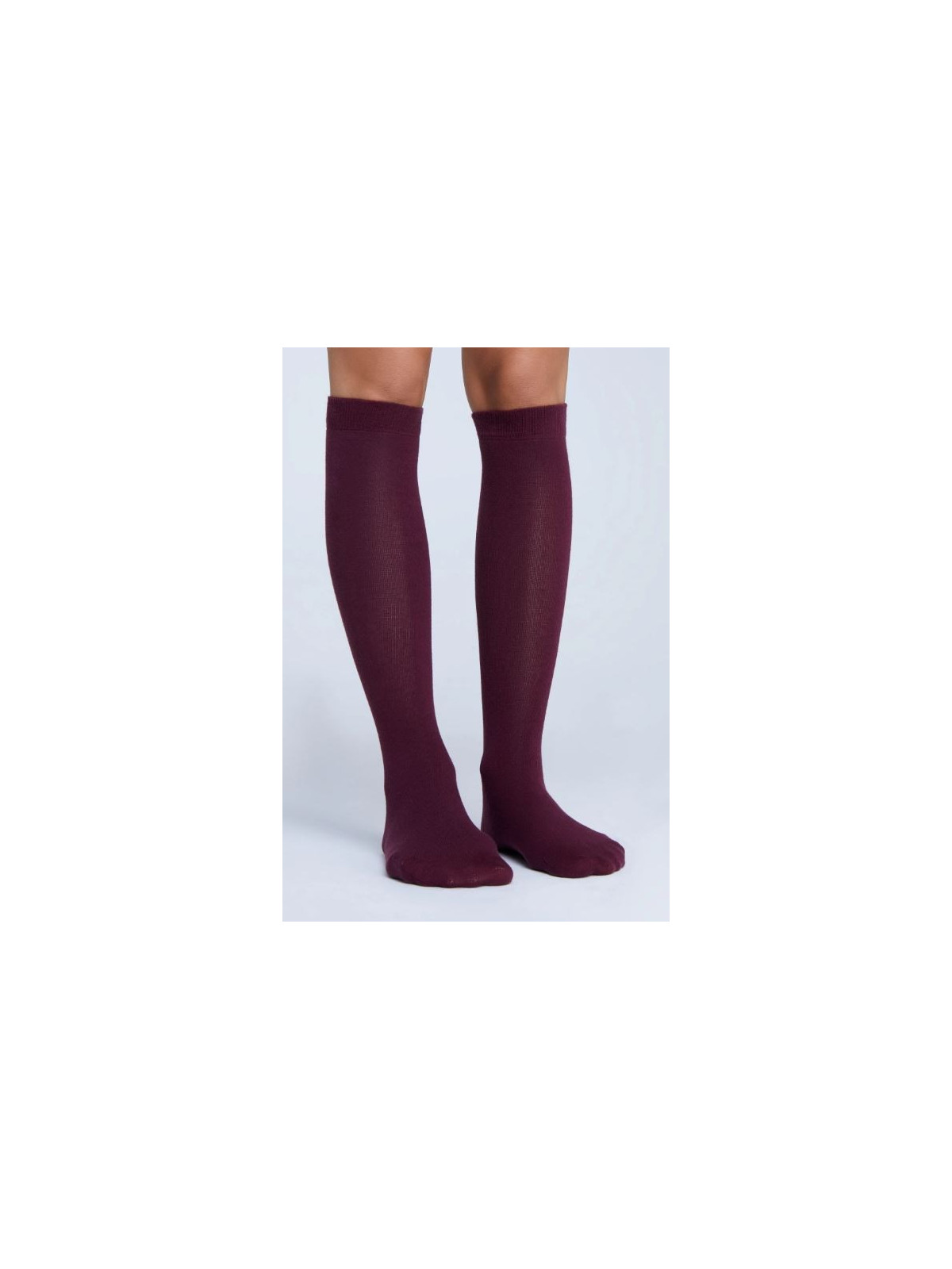 chaussettes hauteur genoux couleur aubergine