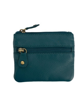 Porte-monnaie Turqoise en Cuir Nappa, Commerce Equitable - El Puente