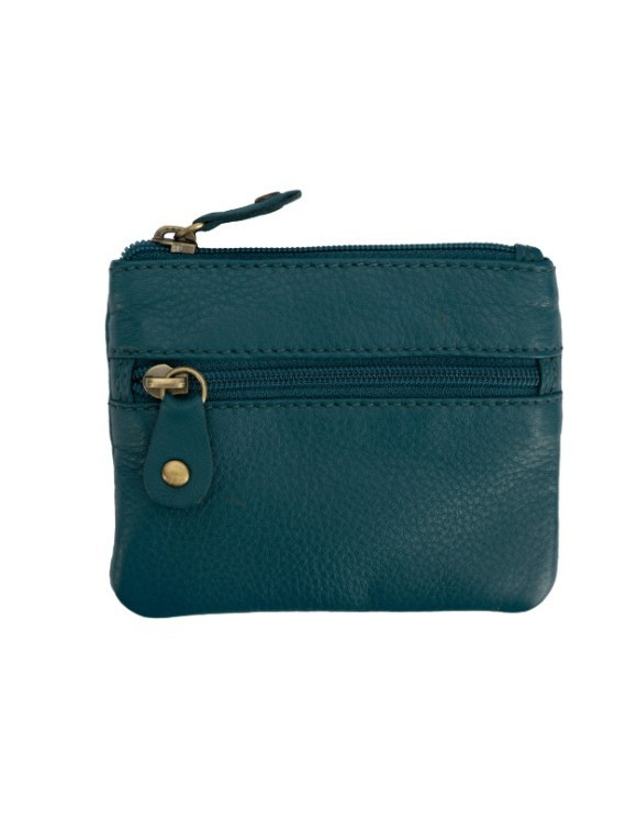 Porte-monnaie Turqoise en Cuir Nappa, Commerce Equitable - El Puente