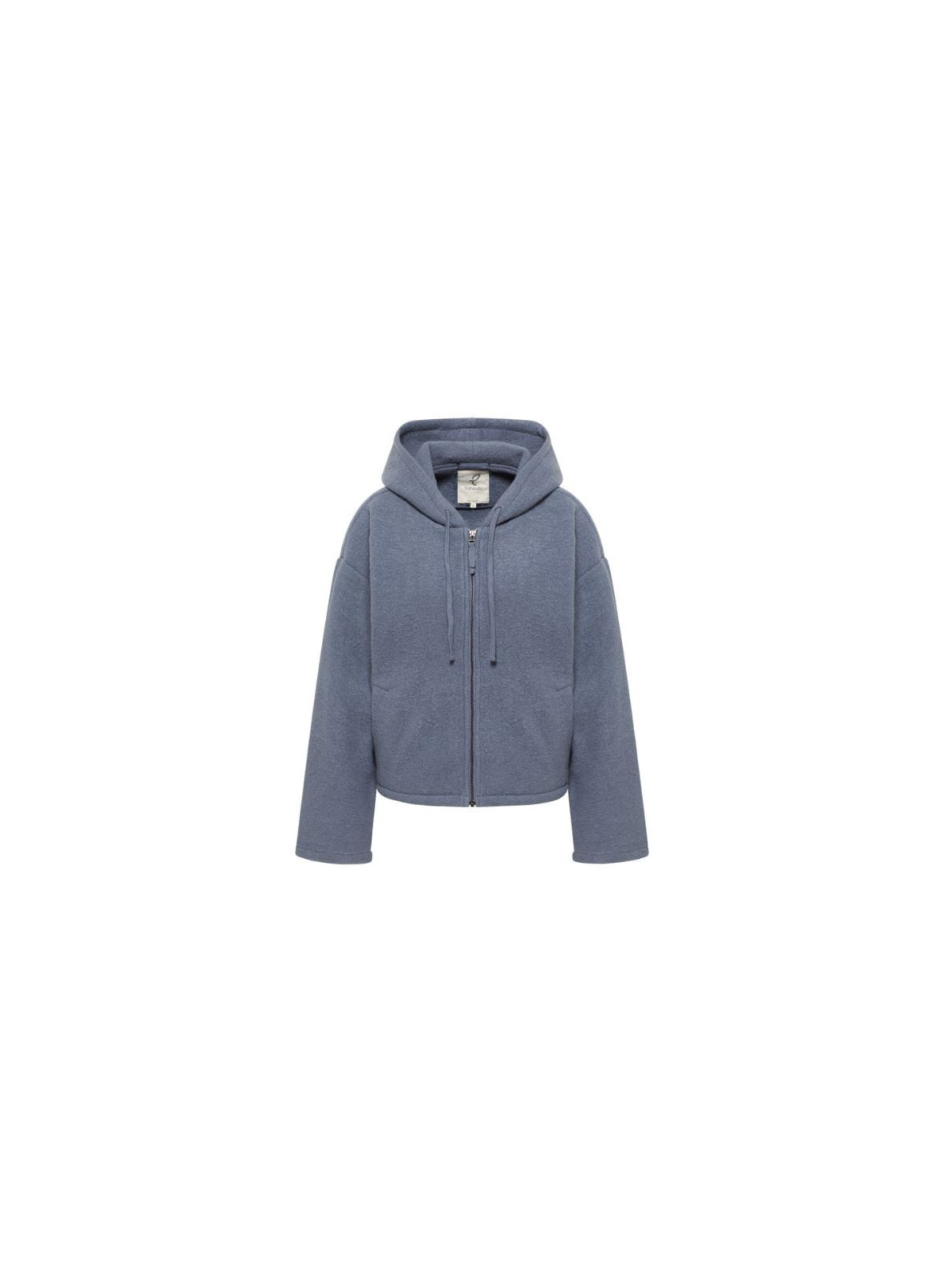 Veste à capuche en laine bouillie couleur gris/bleu
