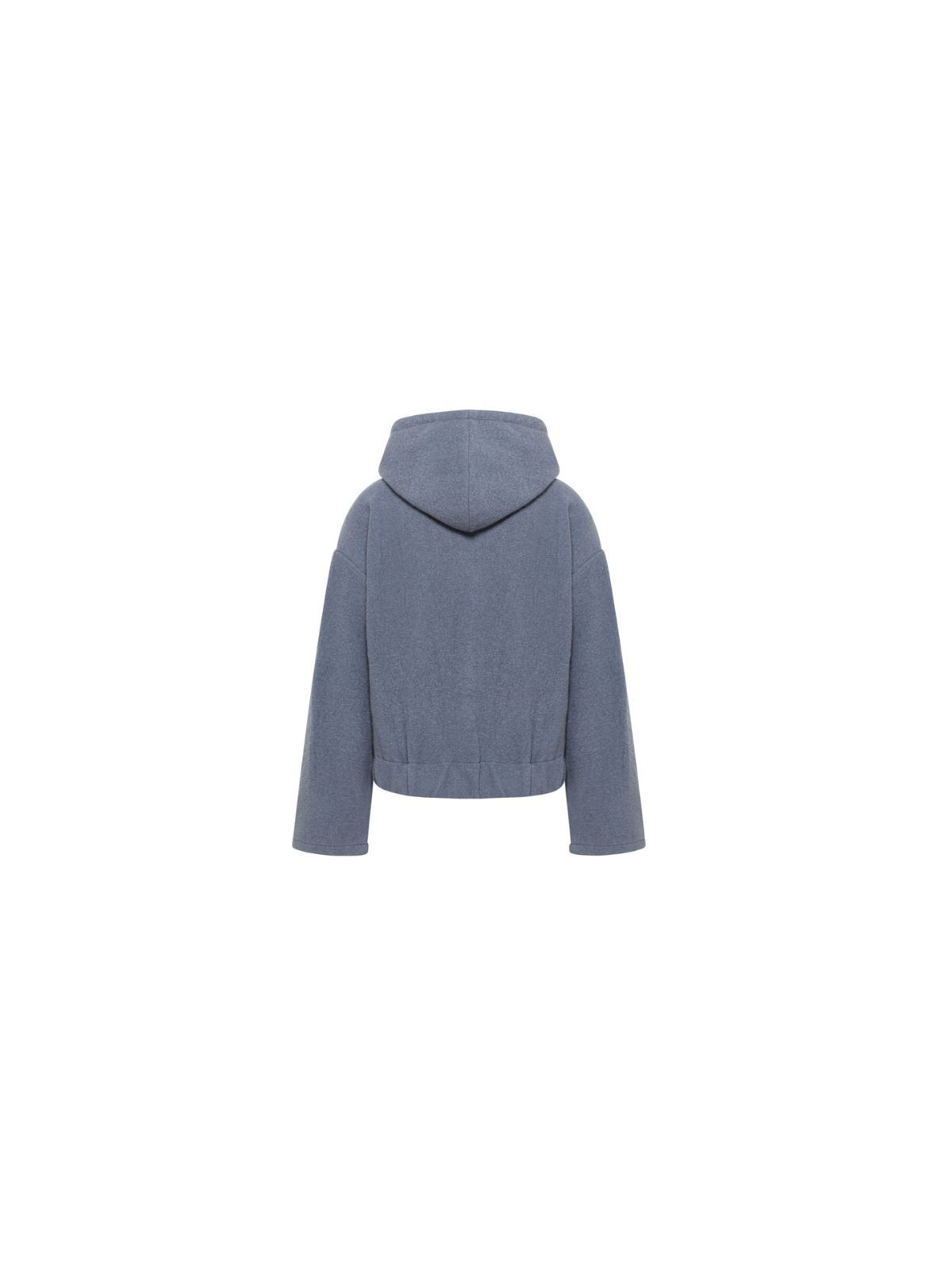 Veste à capuche en laine bouillie couleur gris/bleu