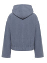Veste à capuche en laine bouillie couleur gris/bleu