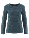 tee-shirt femme manches longues rayé bleu et noir
