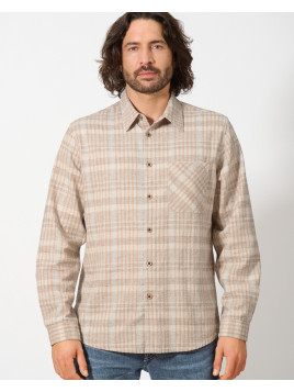 chemise à carreaux écrue pour homme