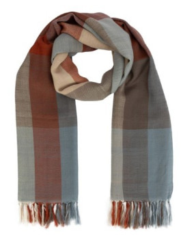 Echarpe 100% laine à carreaux rouge bleu et gris