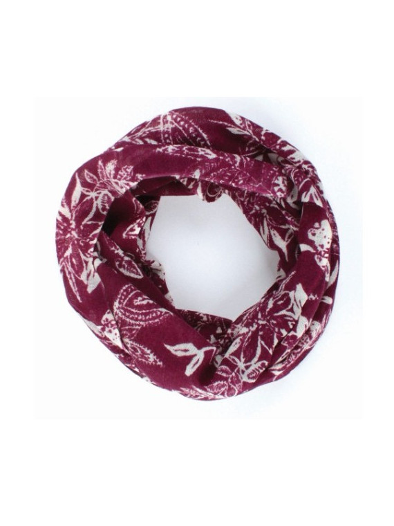 tour de cou couleur prune avec fleurs plus claires