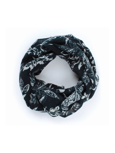 tour de cou bleu foncé motifs fleurs