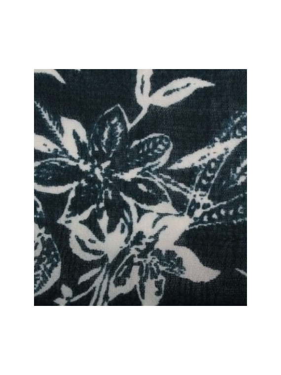 tour de cou bleu foncé motifs fleurs