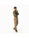 pantalon cargo velours côtelé beige taille élastique