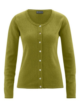 gilet vert pâturage col rond boutons en nacre