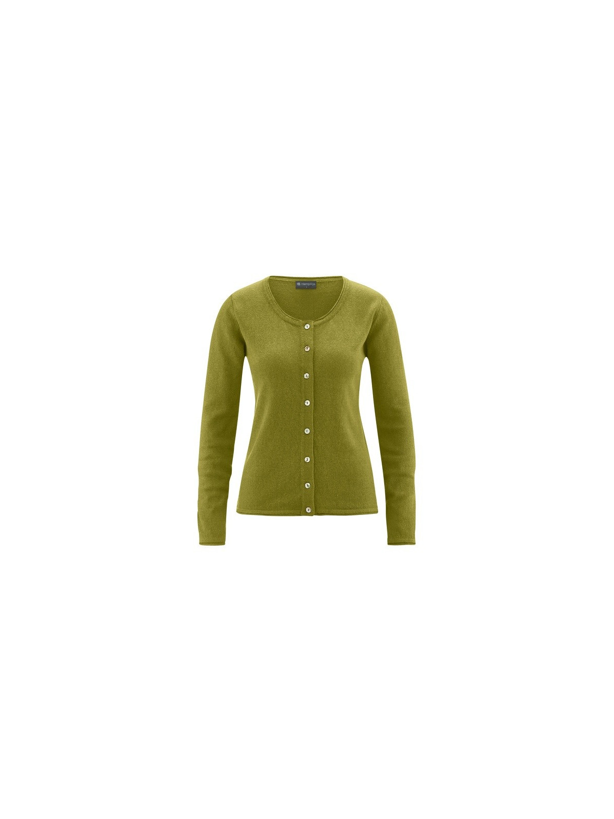 gilet vert pâturage col rond boutons en nacre