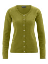 gilet vert pâturage col rond boutons en nacre