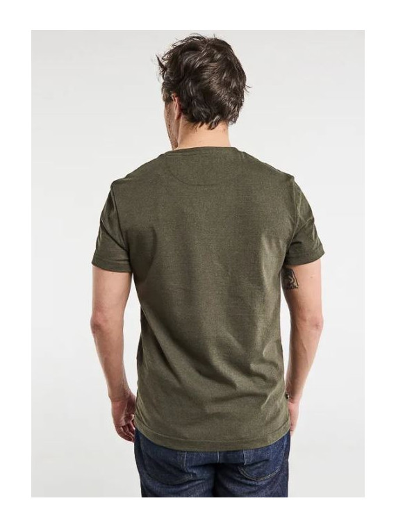 tee-shirt manches courtes homme kaki avec broderie champignon sur la poitrine