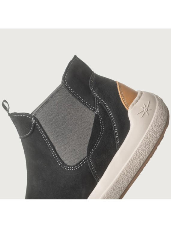 Bottines élastiquées couleur onyx semelles blanches