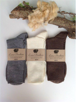 Chaussettes hautes laine vierge et coton bio Lana Bambini Chaussett...