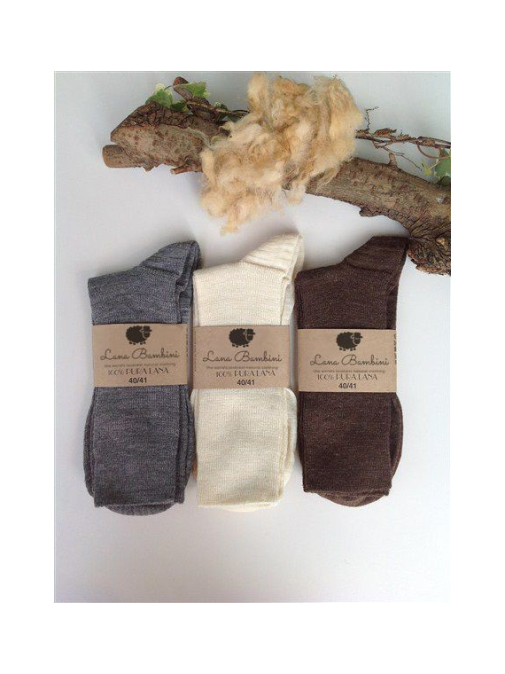 Chaussettes hautes laine vierge et coton bio Lana Bambini Chaussett...