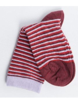 chaussettes pour enfants rayées bordeaux et lila