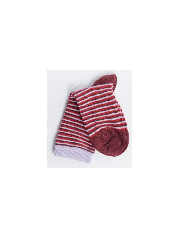 chaussettes pour enfants rayées bordeaux et lila